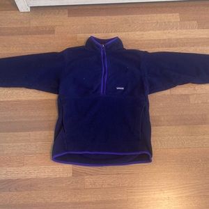 Patagonia blue and purple fluffy zip up sweater